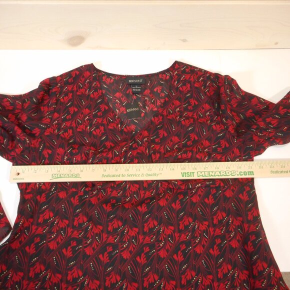 NWT Lane Bryant Women's size 16 Lightweight Blouse Black Red Bell Sleeve - Picture 5 of 12